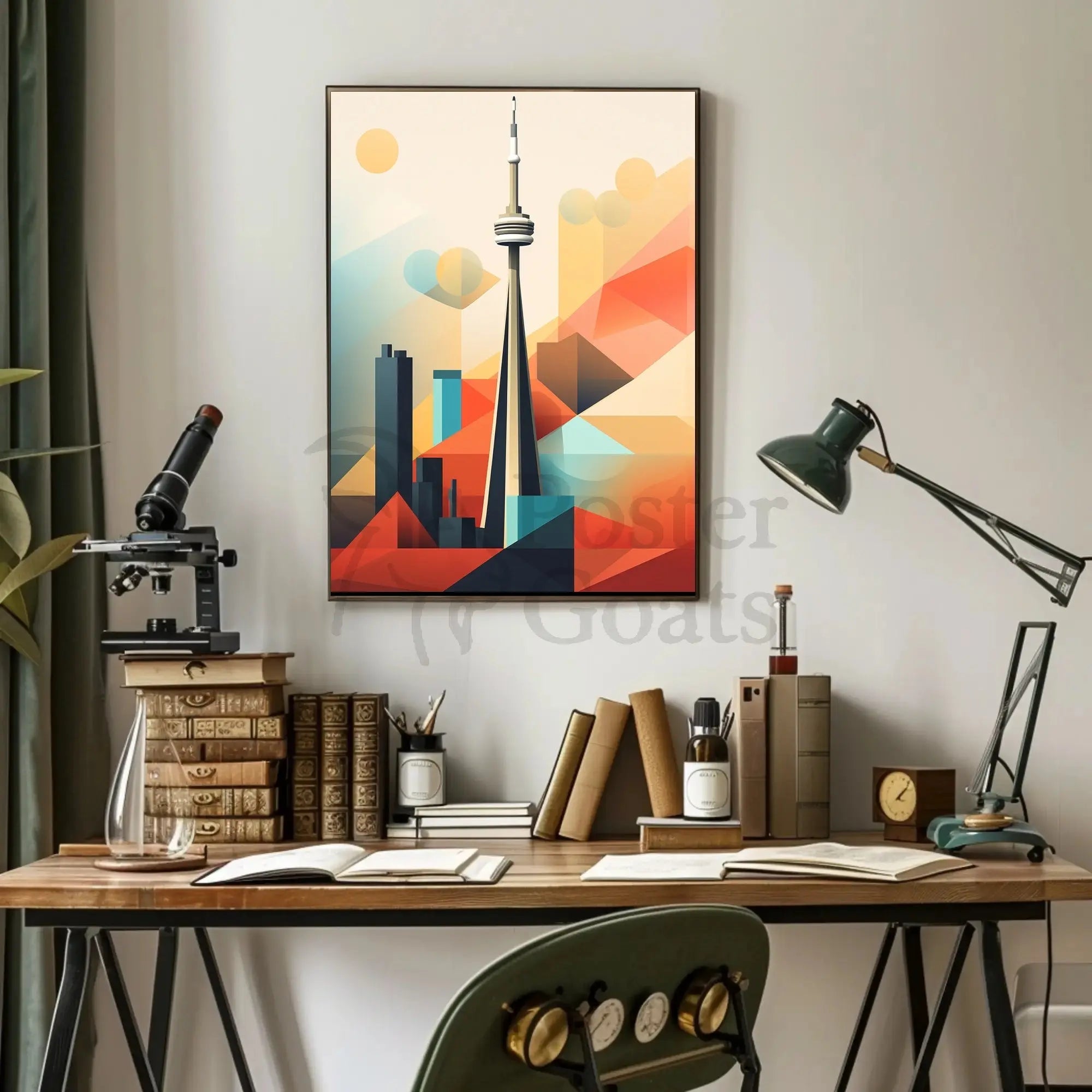 Toronto CN Tower Cityscape Artwork Print - Abstract Artistic Poster PosterGoat
