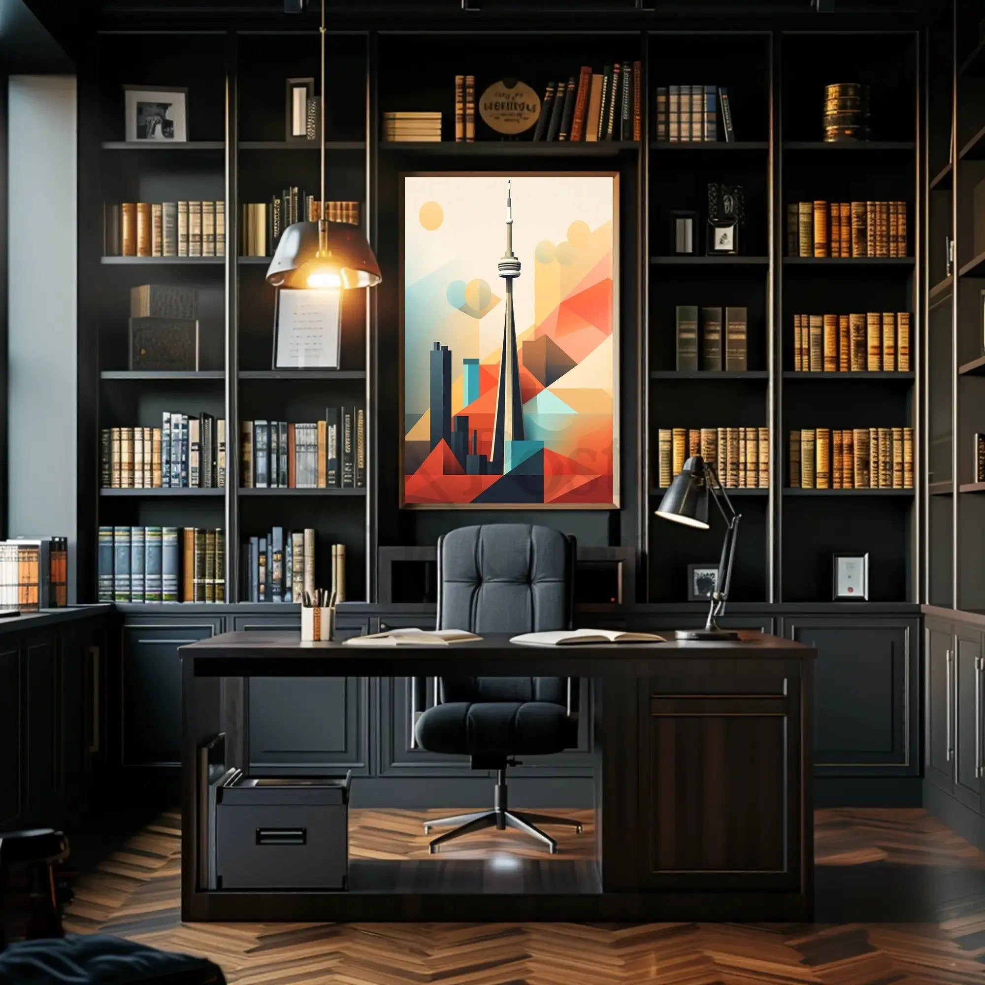 Toronto CN Tower Cityscape Artwork Print - Abstract Artistic Poster PosterGoat