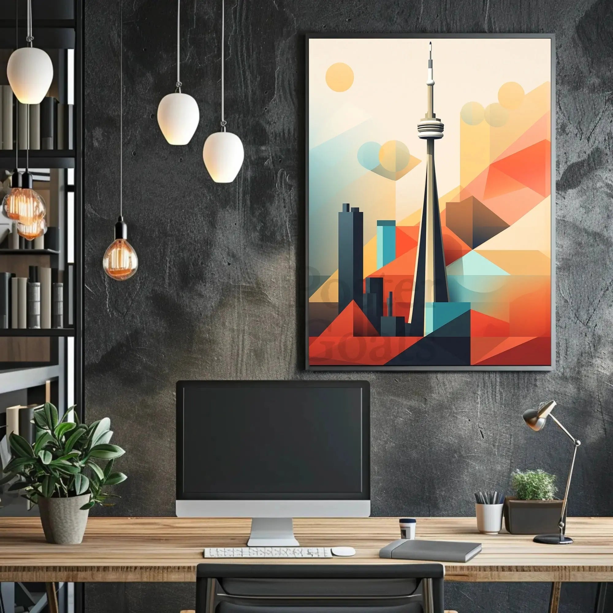 Toronto CN Tower Cityscape Artwork Print - Abstract Artistic Poster PosterGoat