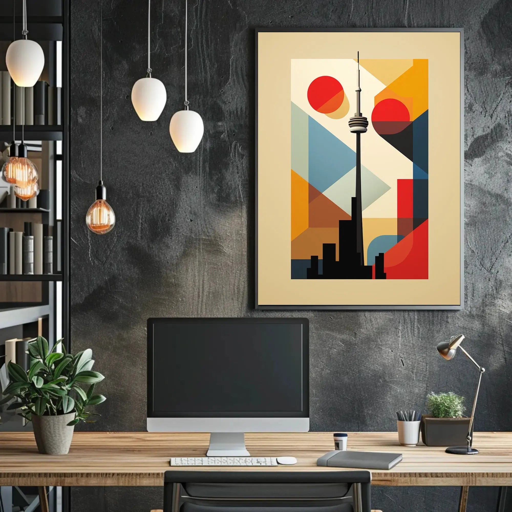 Toronto CN Tower Modern Abstract Art Print - Poster PosterGoat