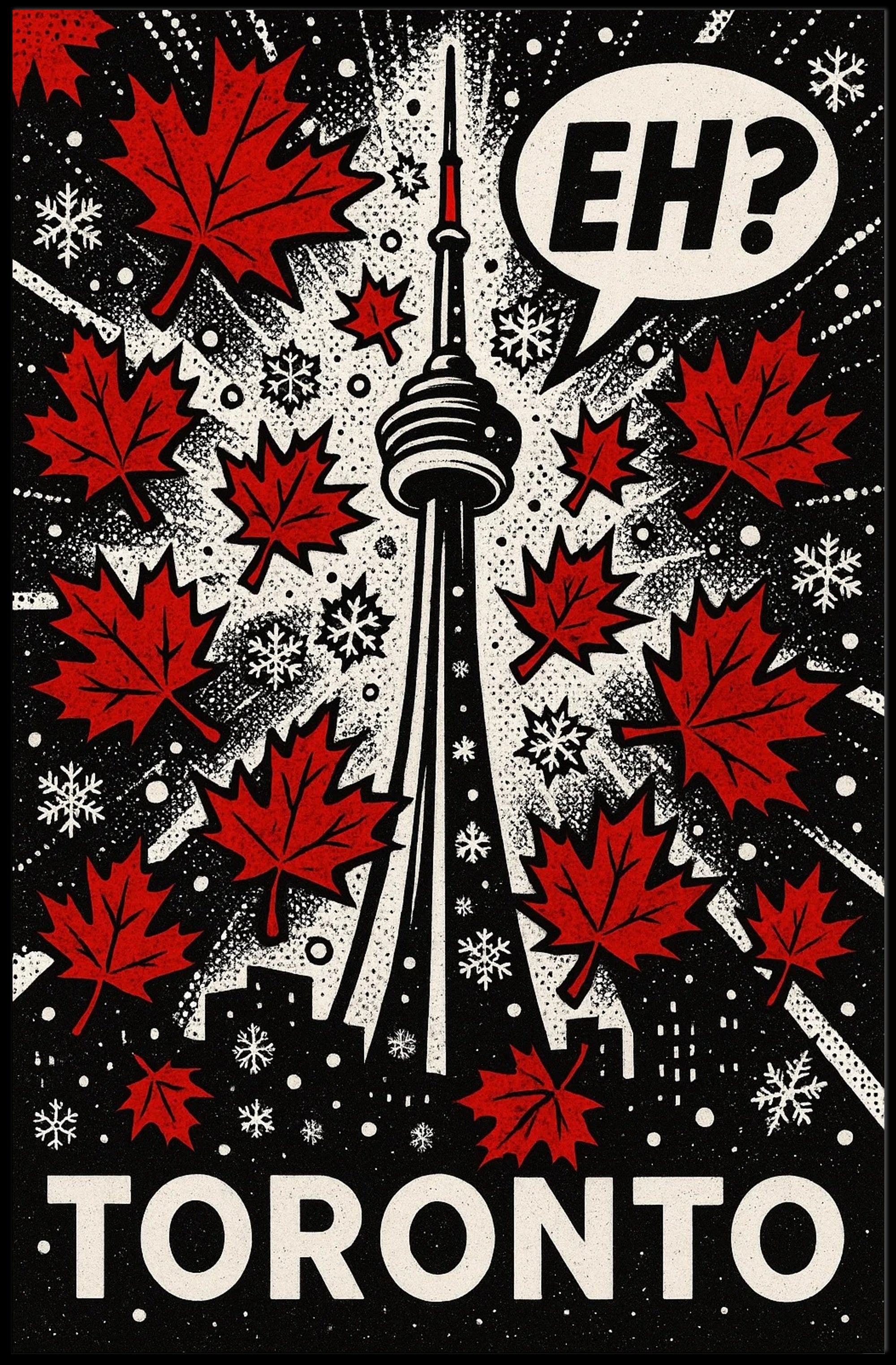 Toronto CN Tower Pop Art Cityscape Poster PosterGoat