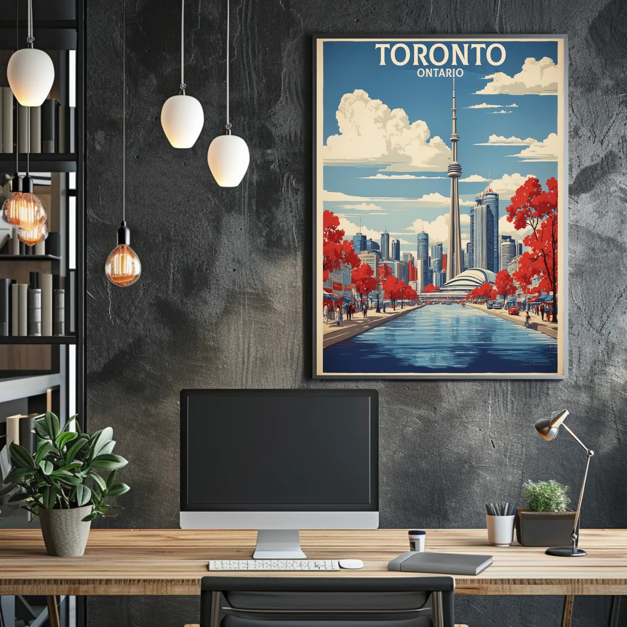 Toronto CN Tower Retro-Modern Urban or Cityscape Poster PosterGoat