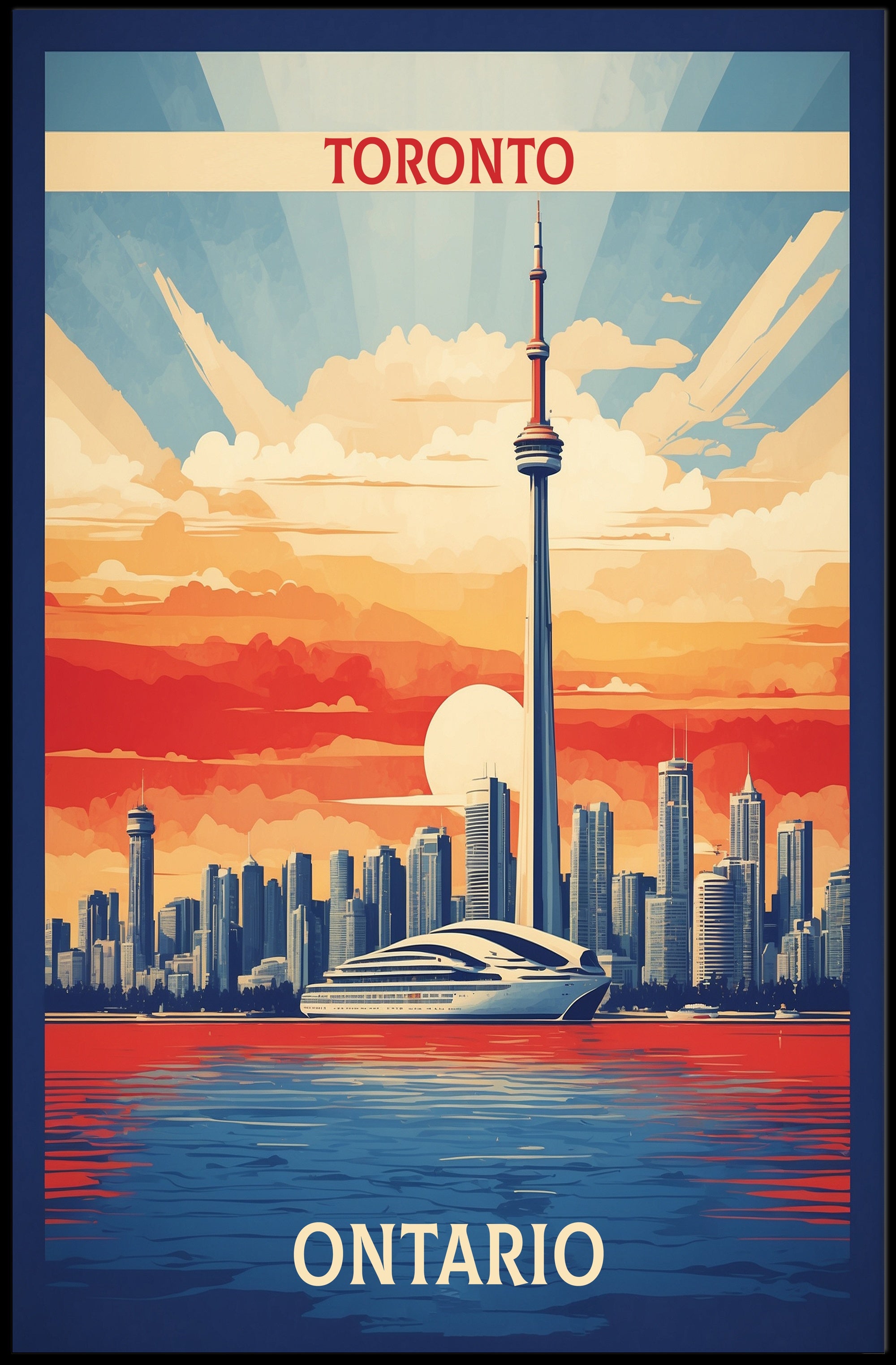 Toronto Skyline CN Tower Travel Poster PosterGoat