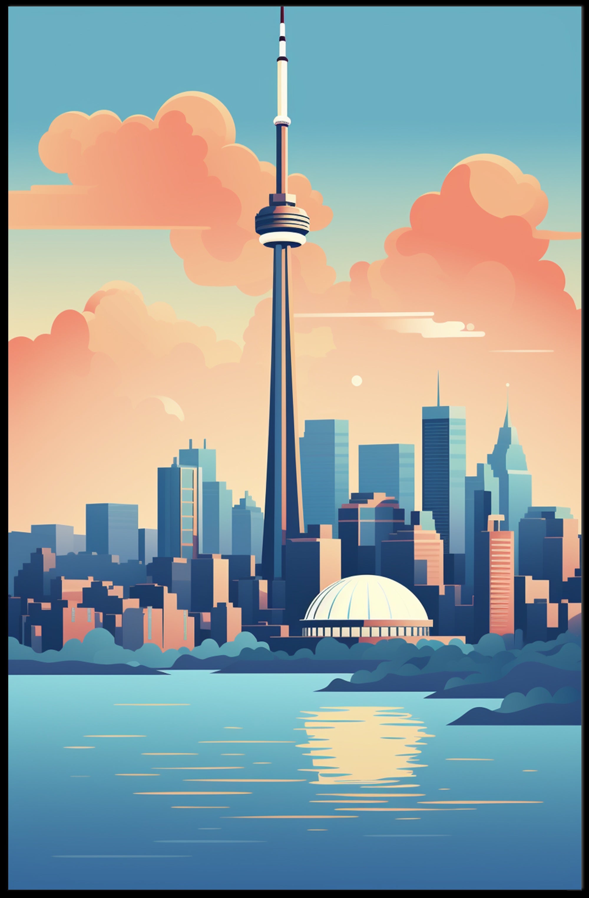 Toronto Skyline Reflection Art in Urban or Cityscape Poster PosterGoat