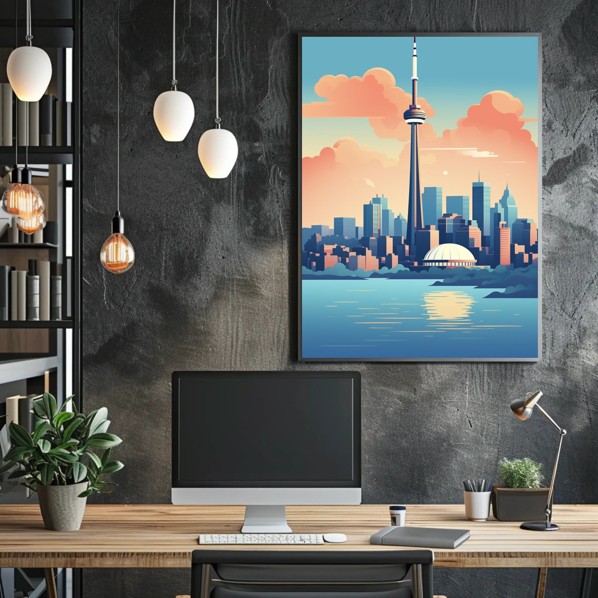 Toronto Skyline Reflection Art in Urban or Cityscape Poster PosterGoat