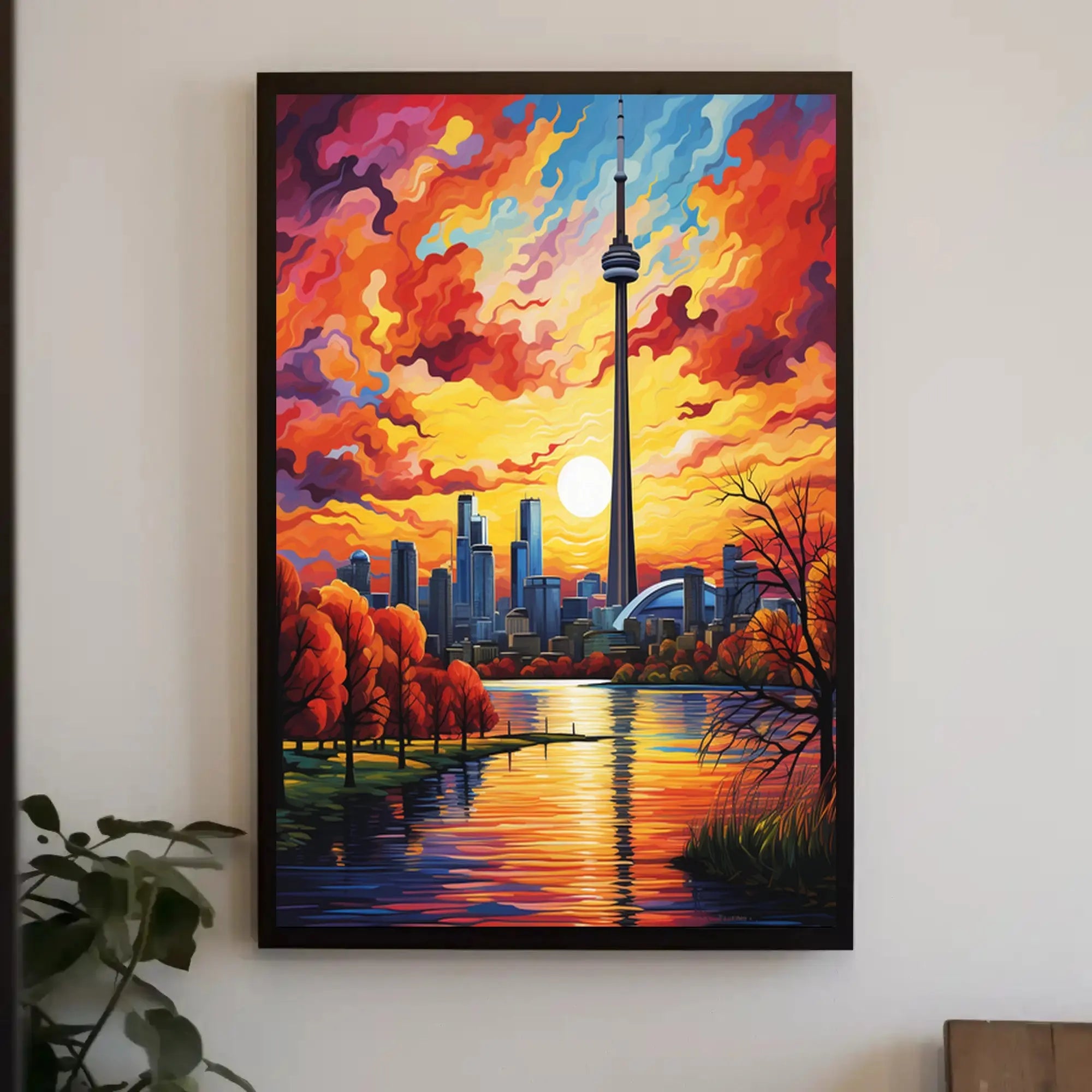 Toronto Skyline at Sunset Modern Artistic Travel Poster PosterGoat