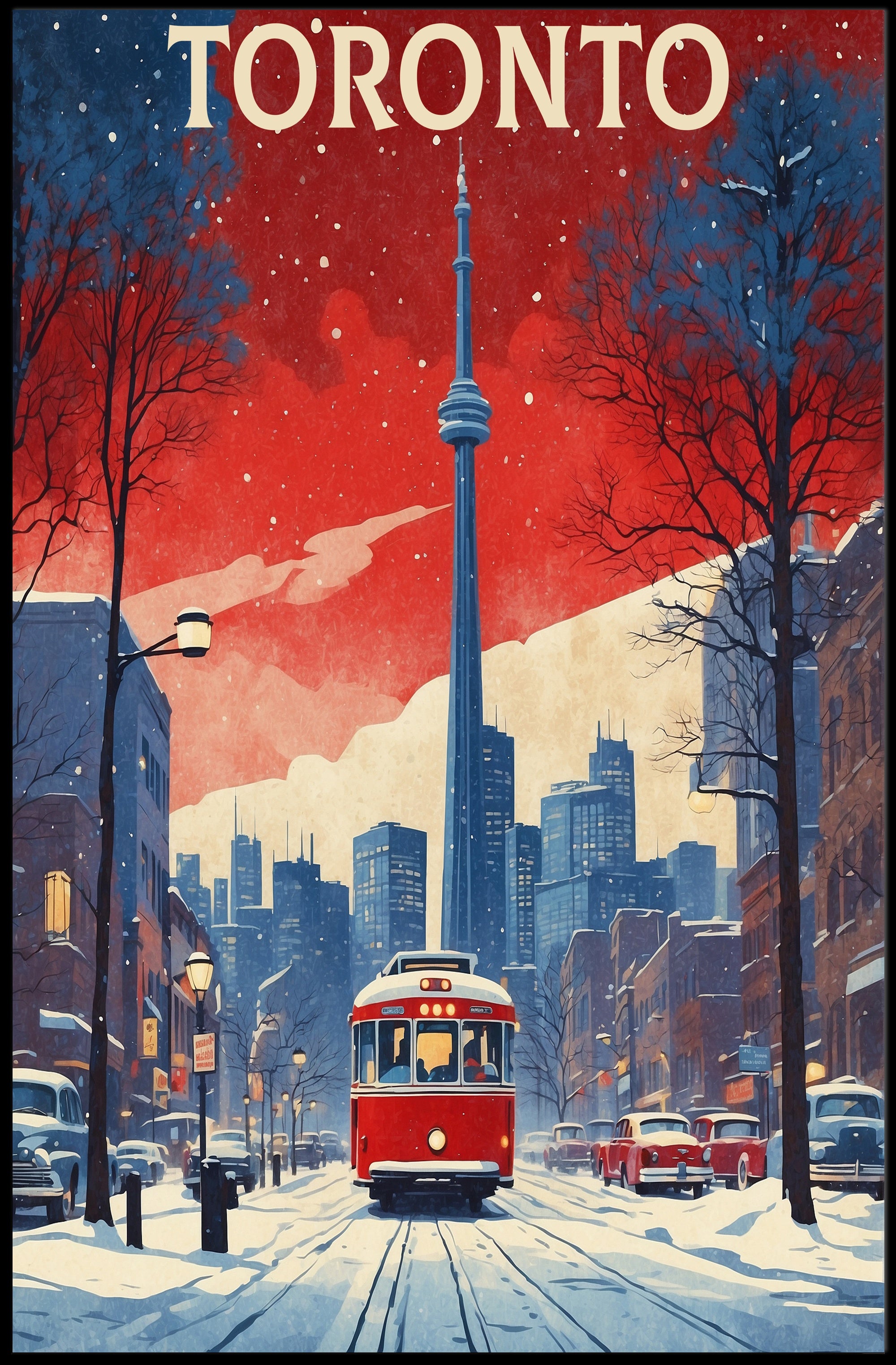 Toronto Winter Wonderland Cityscape Travel Poster PosterGoat