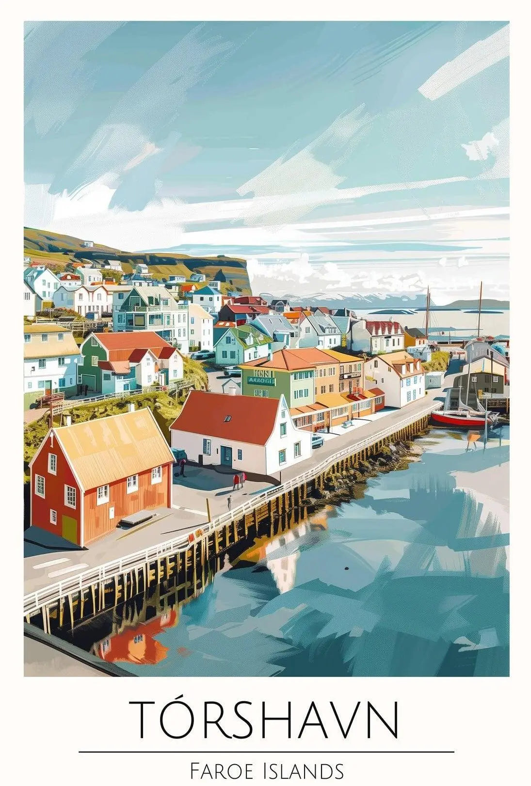 Tórshavn Scenic Harbor Travel Poster PosterGoat