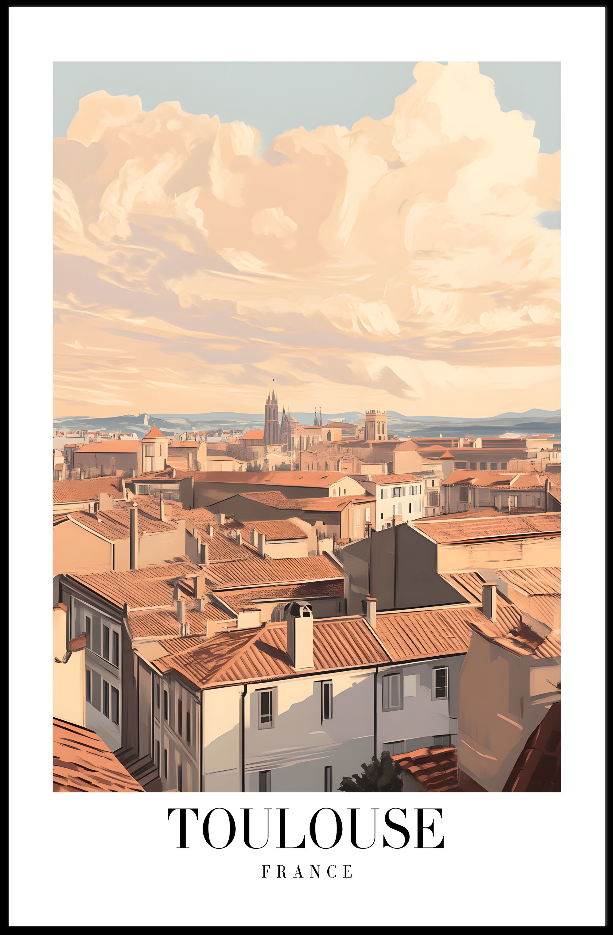 Toulouse Rooftops & Architecture Travel Poster PosterGoat