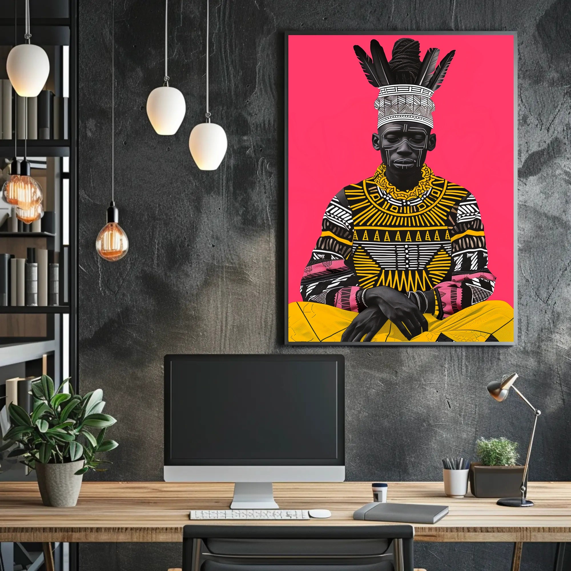 Traditional African Attire with Intricate Patterns Cultural Poster PosterGoat