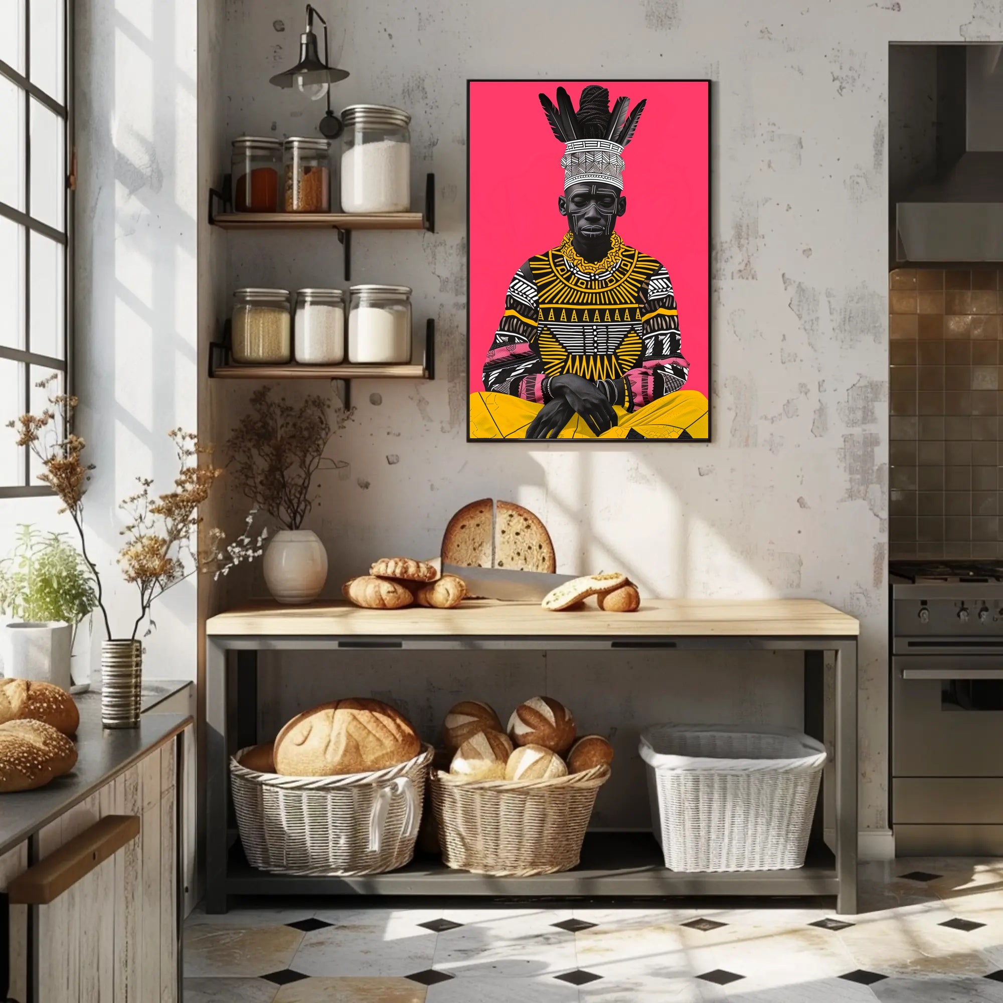 Traditional African Attire with Intricate Patterns Cultural Poster PosterGoat