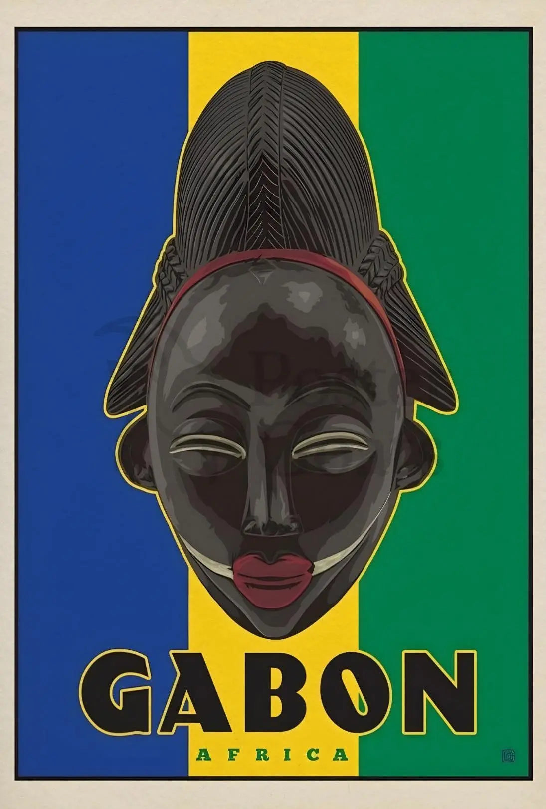 Traditional Gabonese Mask Celebration Cultural or Heritage Poster PosterGoat
