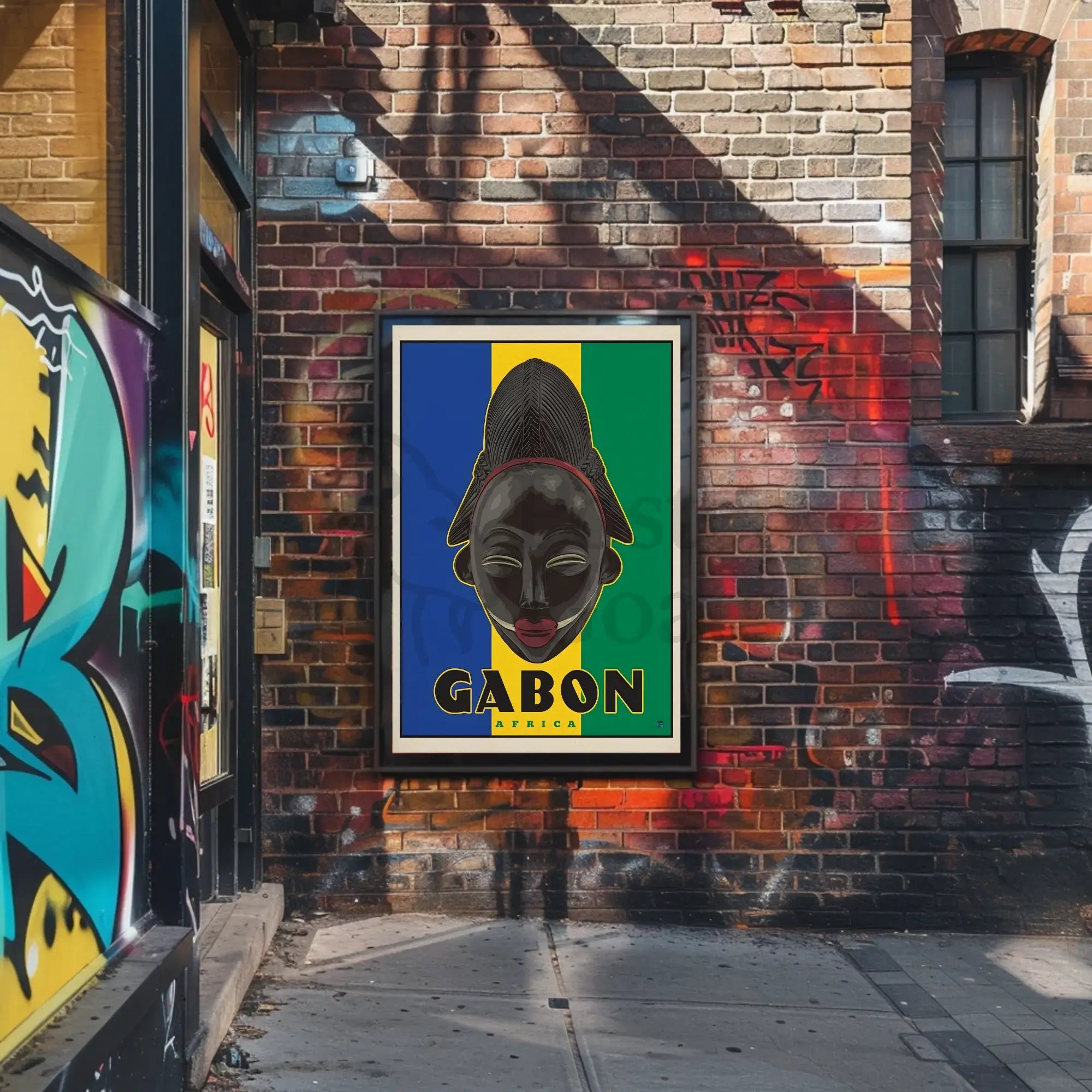 Traditional Gabonese Mask Celebration Cultural or Heritage Poster PosterGoat
