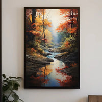 Tranquil Autumn Stream Scenic Landscape Artistic Poster PosterGoat