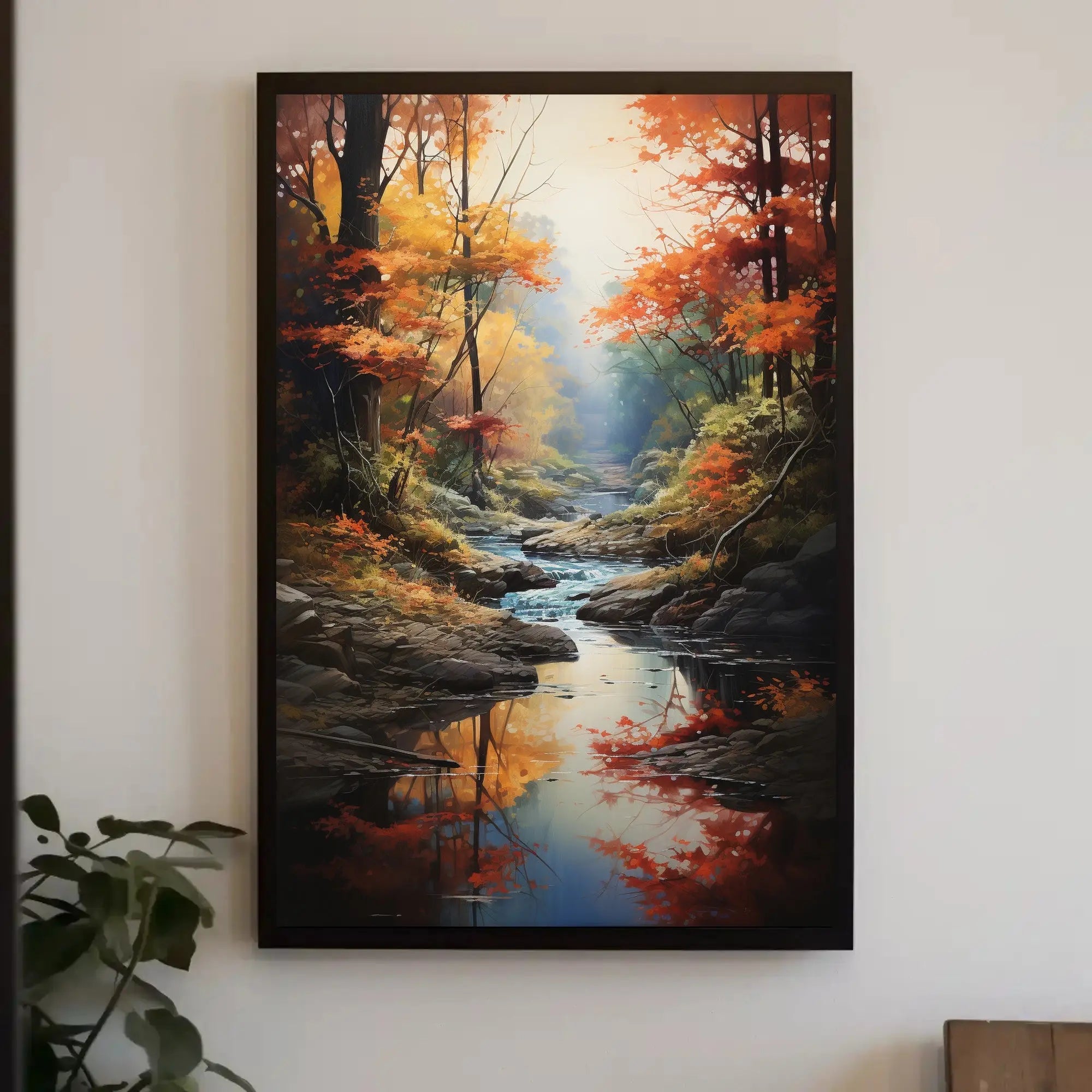 Tranquil Autumn Stream Scenic Landscape Artistic Poster PosterGoat