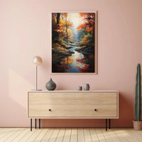 Tranquil Autumn Stream Scenic Landscape Artistic Poster PosterGoat