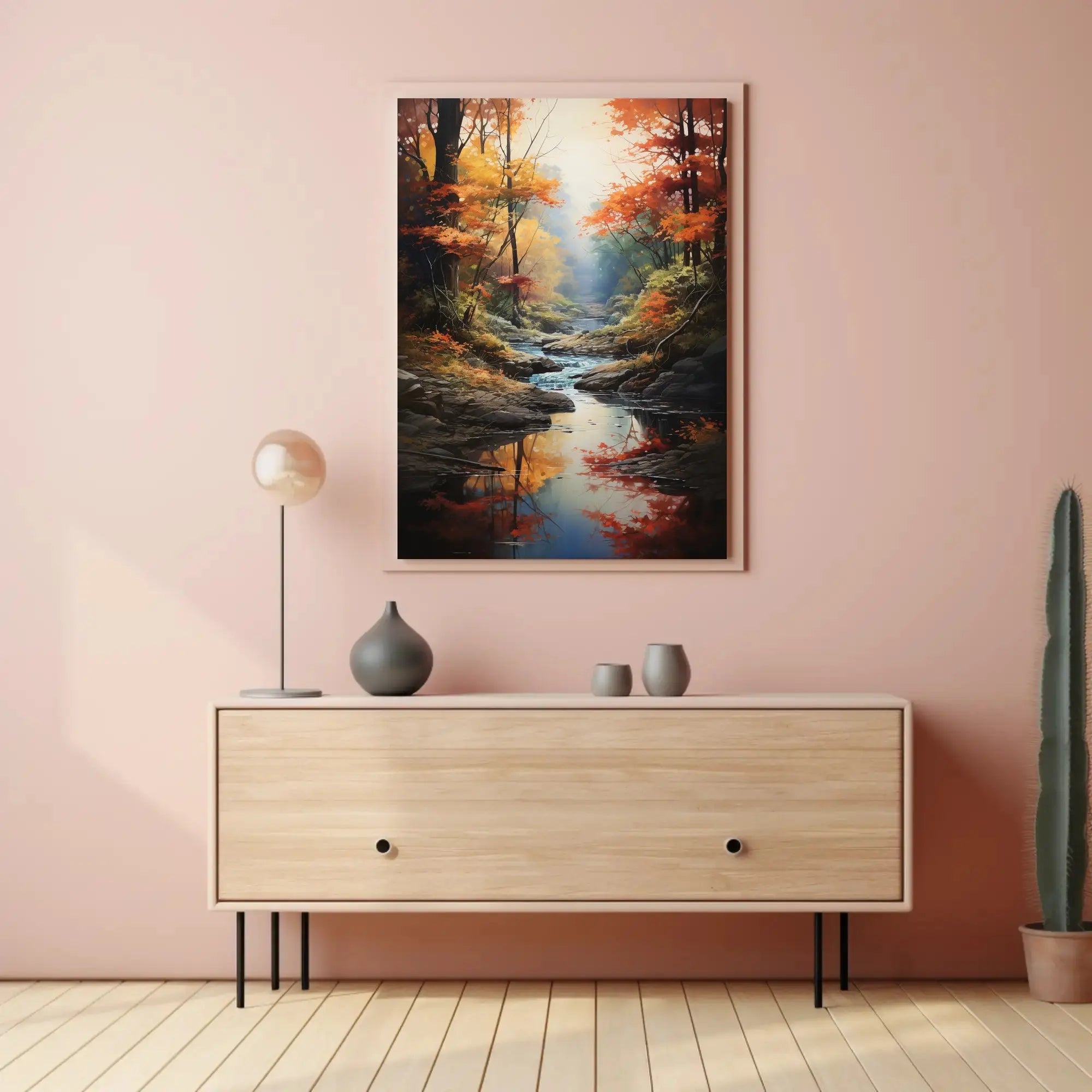 Tranquil Autumn Stream Scenic Landscape Artistic Poster PosterGoat