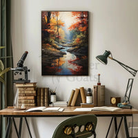 Tranquil Autumn Stream Scenic Landscape Artistic Poster PosterGoat