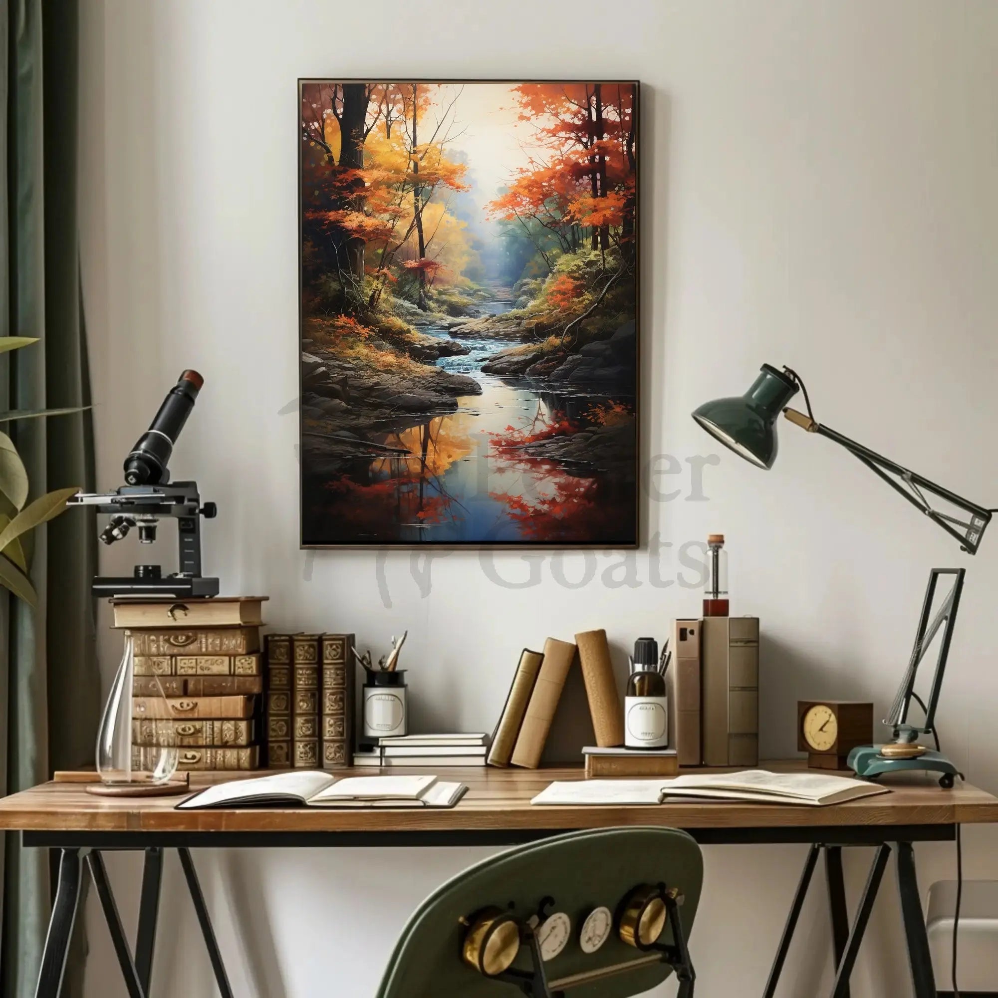 Tranquil Autumn Stream Scenic Landscape Artistic Poster PosterGoat