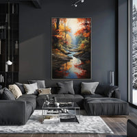 Tranquil Autumn Stream Scenic Landscape Artistic Poster PosterGoat