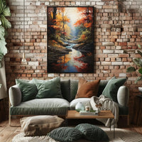 Tranquil Autumn Stream Scenic Landscape Artistic Poster PosterGoat