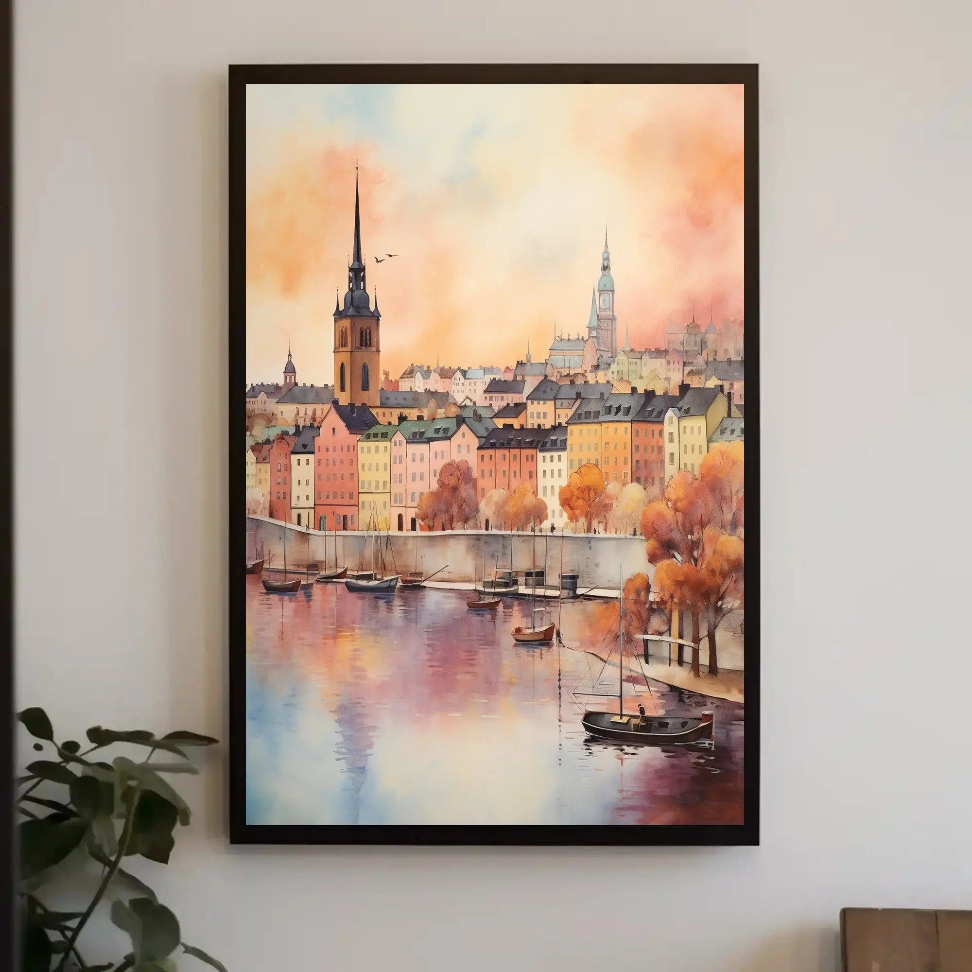 Tranquil European Cityscape Watercolor Art Travel Poster PosterGoat