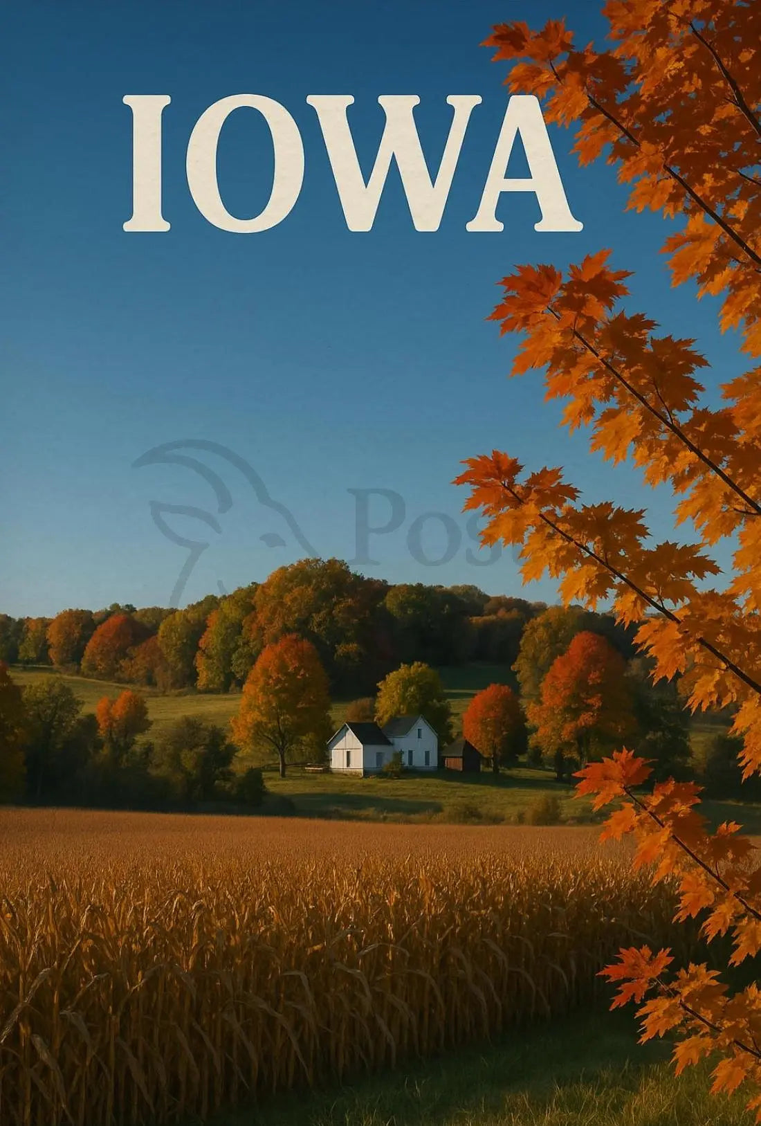 Tranquil Iowa Autumn Landscape Art Travel Poster PosterGoat