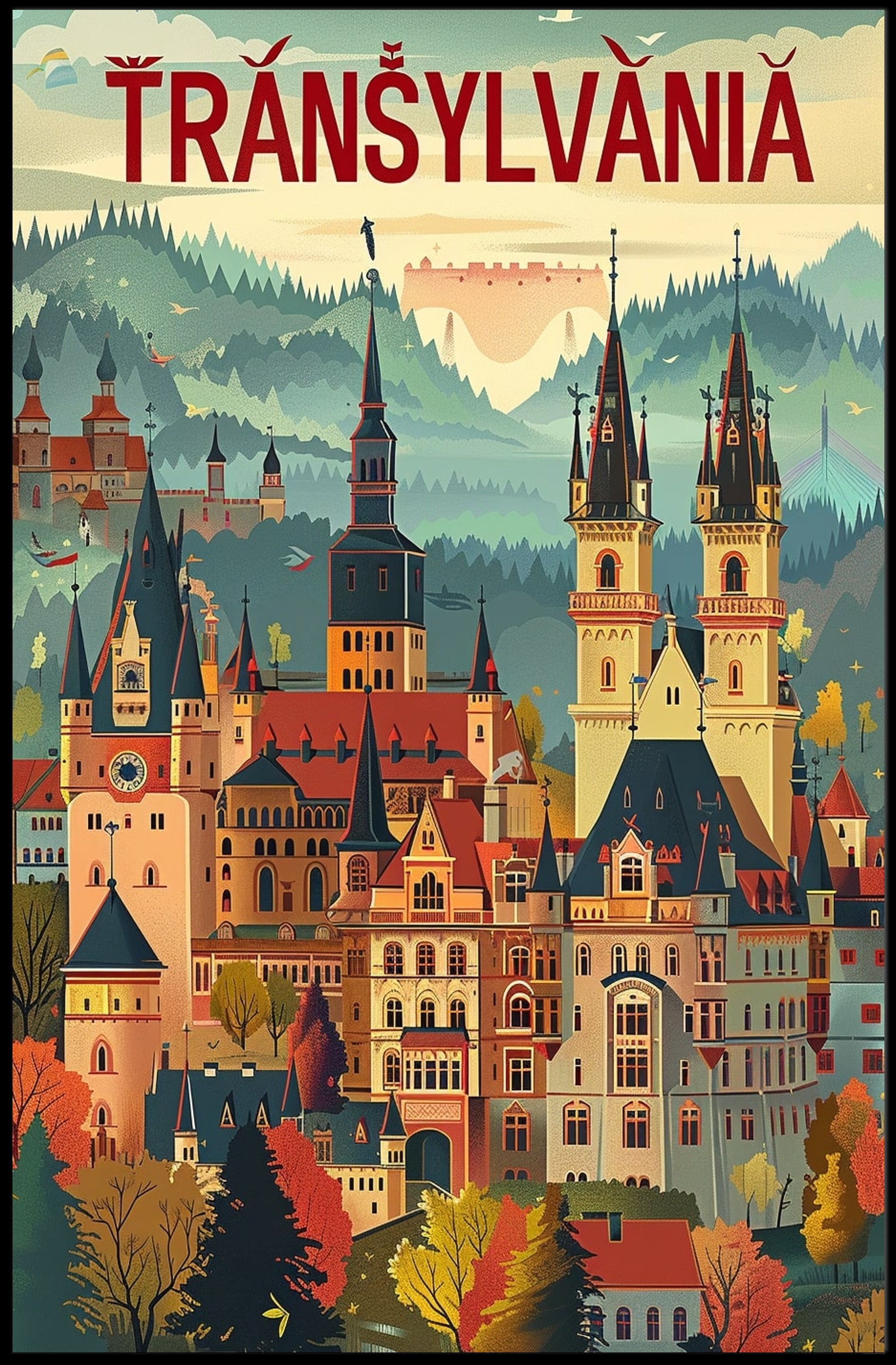 Transylvania's Enchanting Charm Vintage Travel Poster PosterGoat