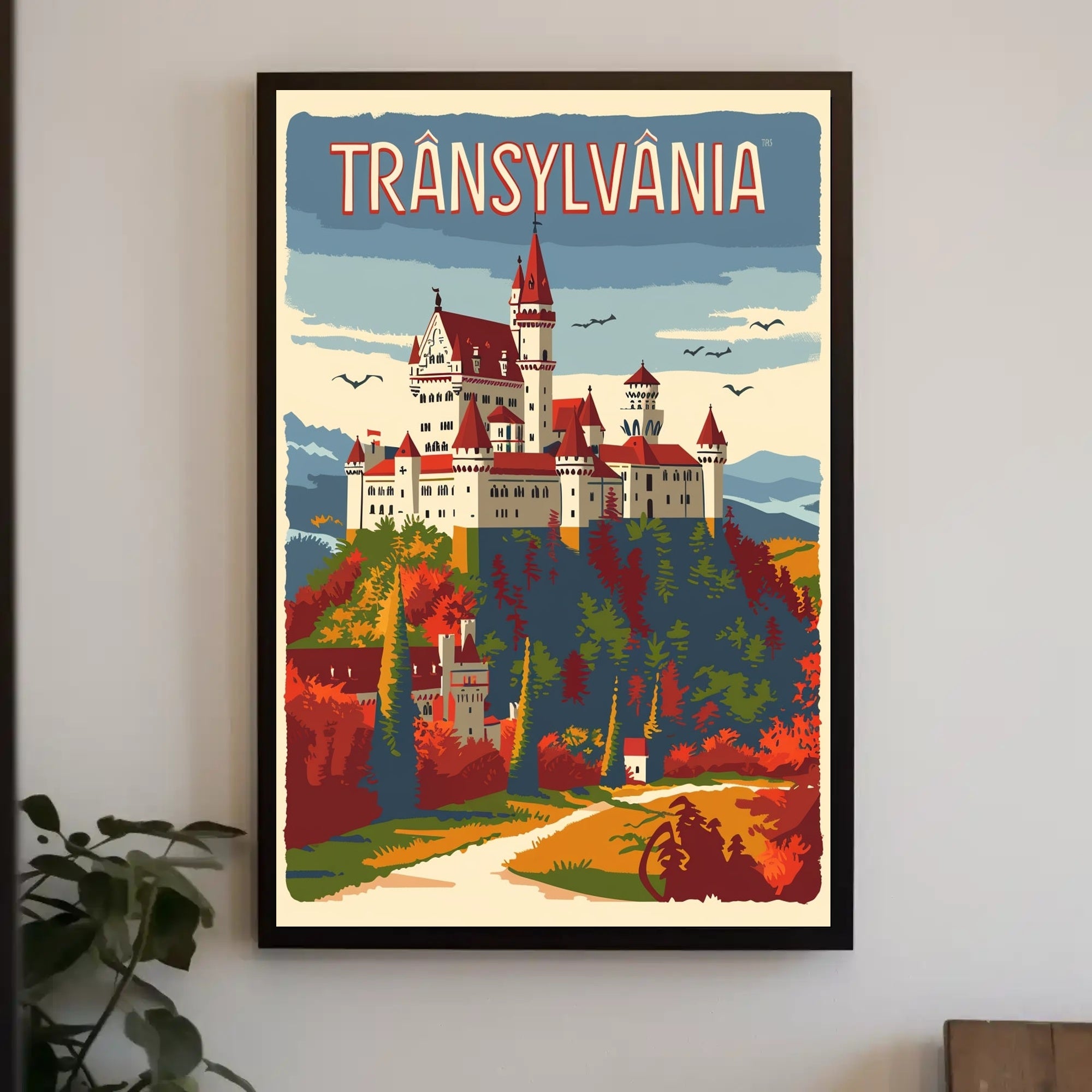 Transylvanian Autumn Castle Vintage Travel Poster PosterGoat