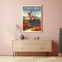 Transylvanian Autumn Castle Vintage Travel Poster PosterGoat
