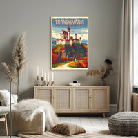 Transylvanian Autumn Castle Vintage Travel Poster PosterGoat