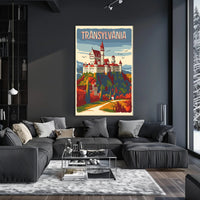 Transylvanian Autumn Castle Vintage Travel Poster PosterGoat
