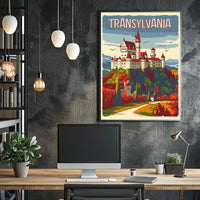 Transylvanian Autumn Castle Vintage Travel Poster PosterGoat