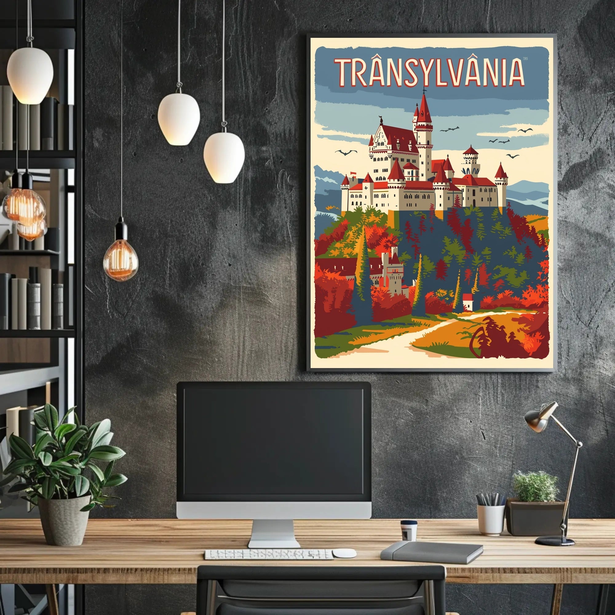 Transylvanian Autumn Castle Vintage Travel Poster PosterGoat