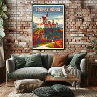 Transylvanian Autumn Castle Vintage Travel Poster PosterGoat