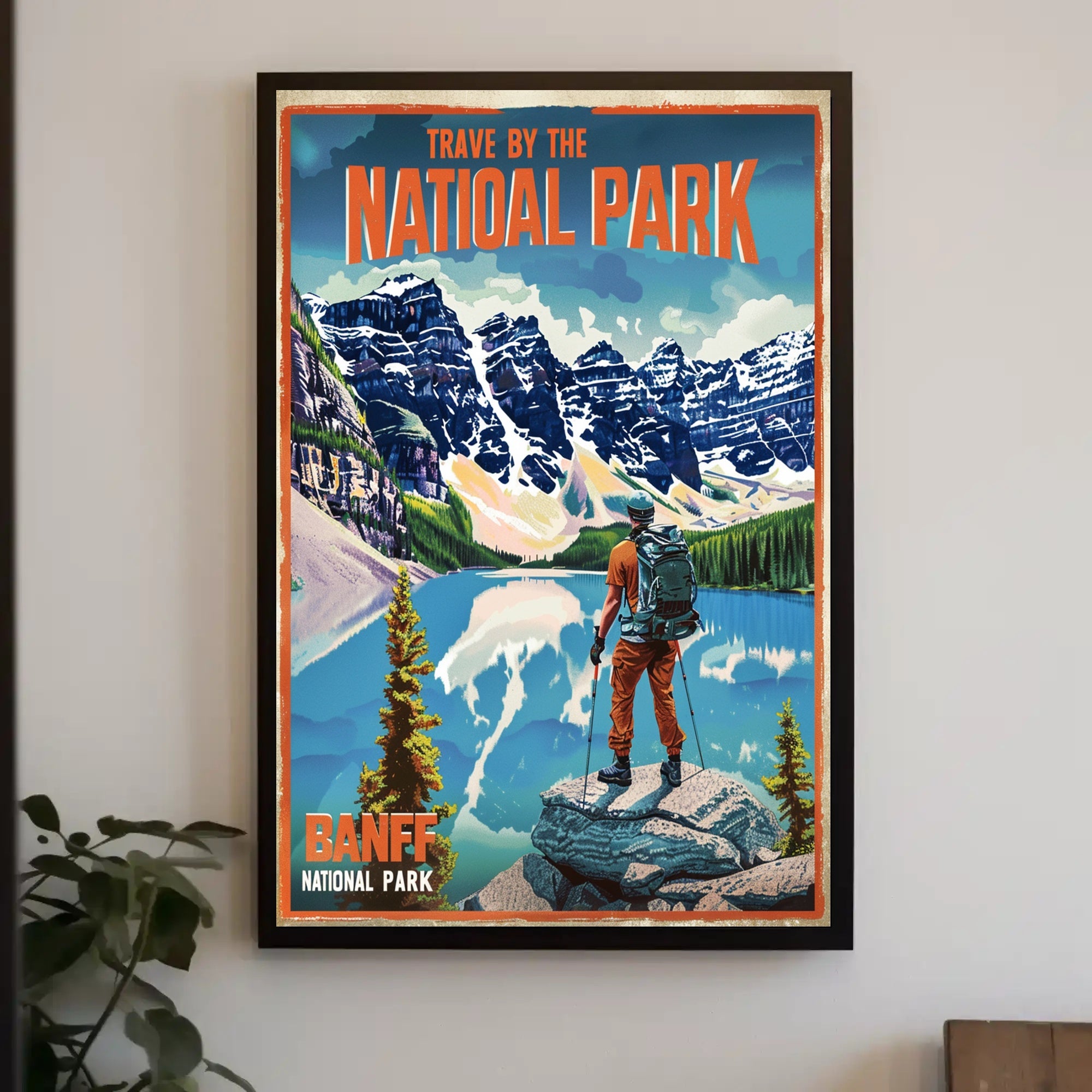 Traveler's Adventure in Banff National Park Travel Poster PosterGoat