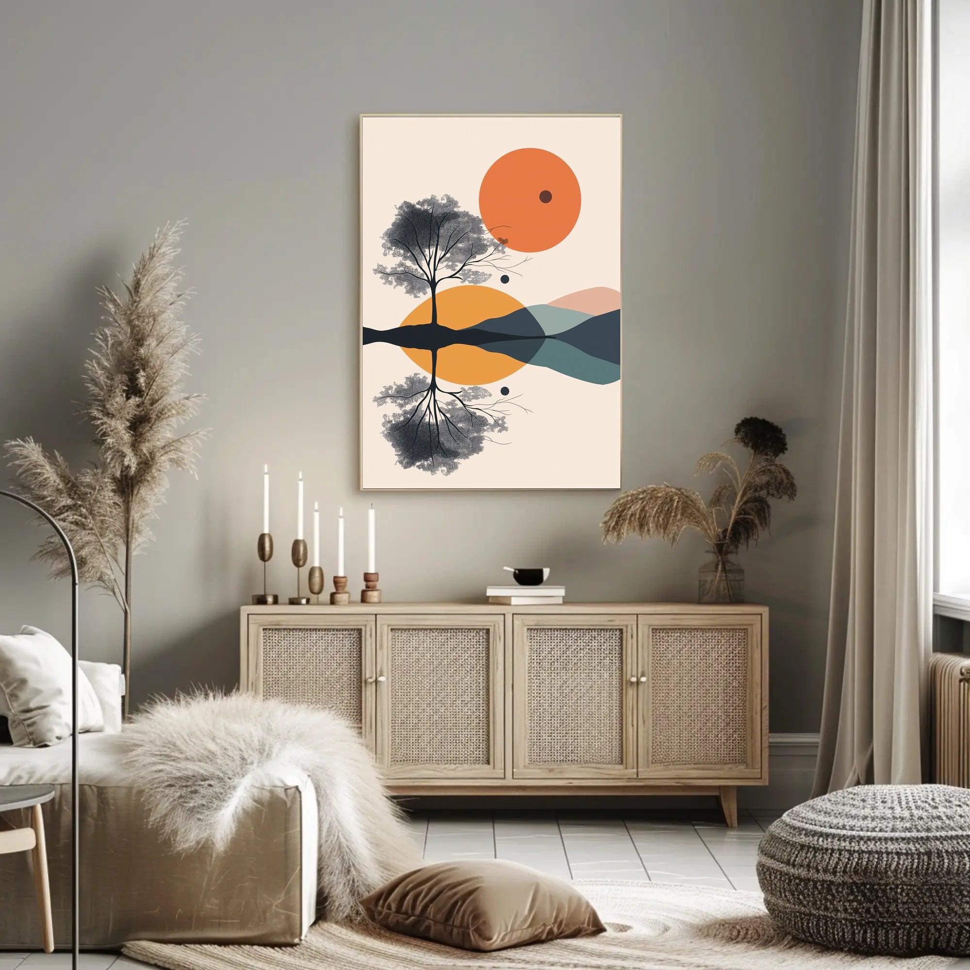 Tree of Balance: Minimalist Abstract Artistic Poster PosterGoat