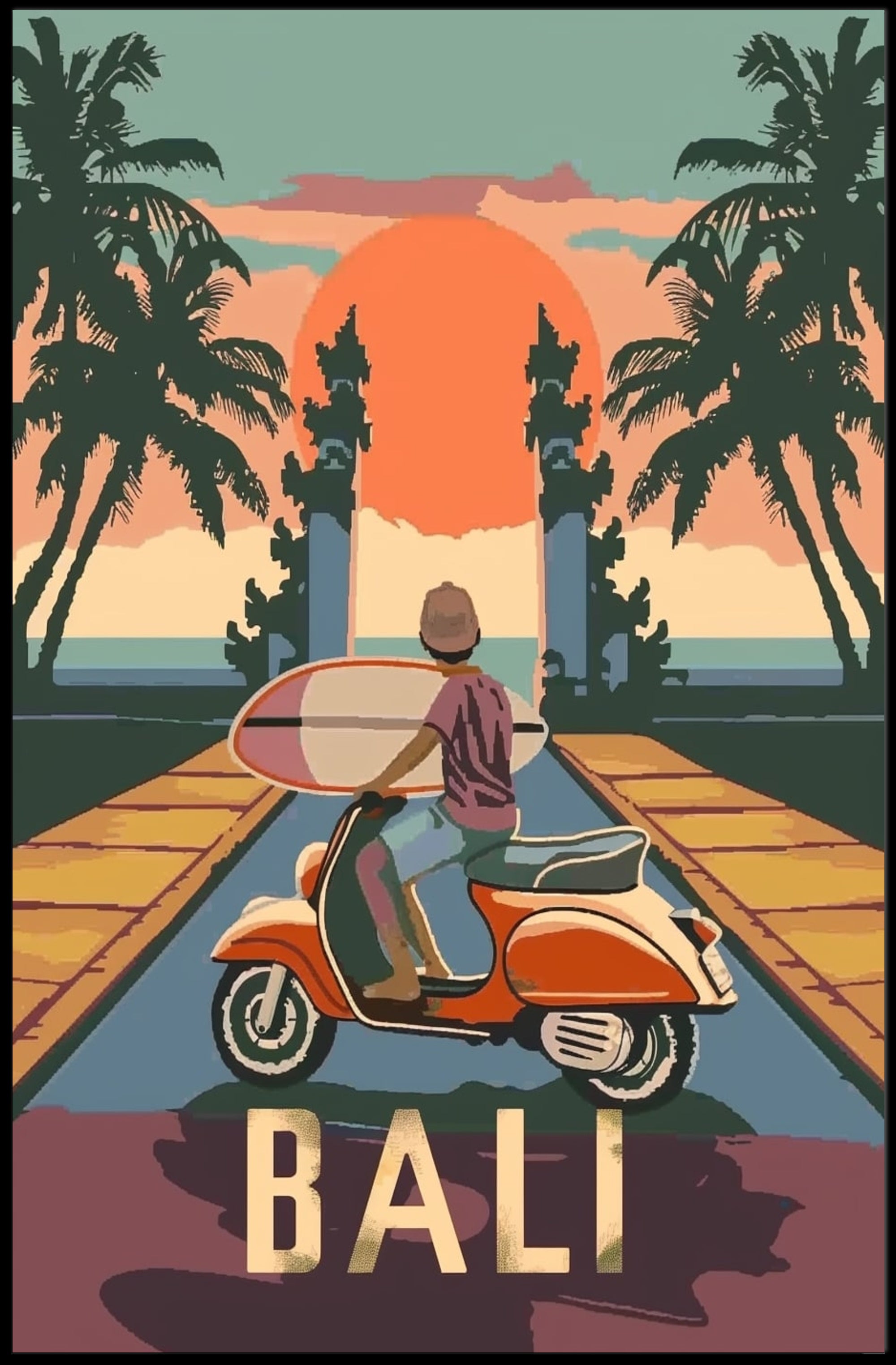 Tropical Adventure in Bali Vintage Travel Poster PosterGoat