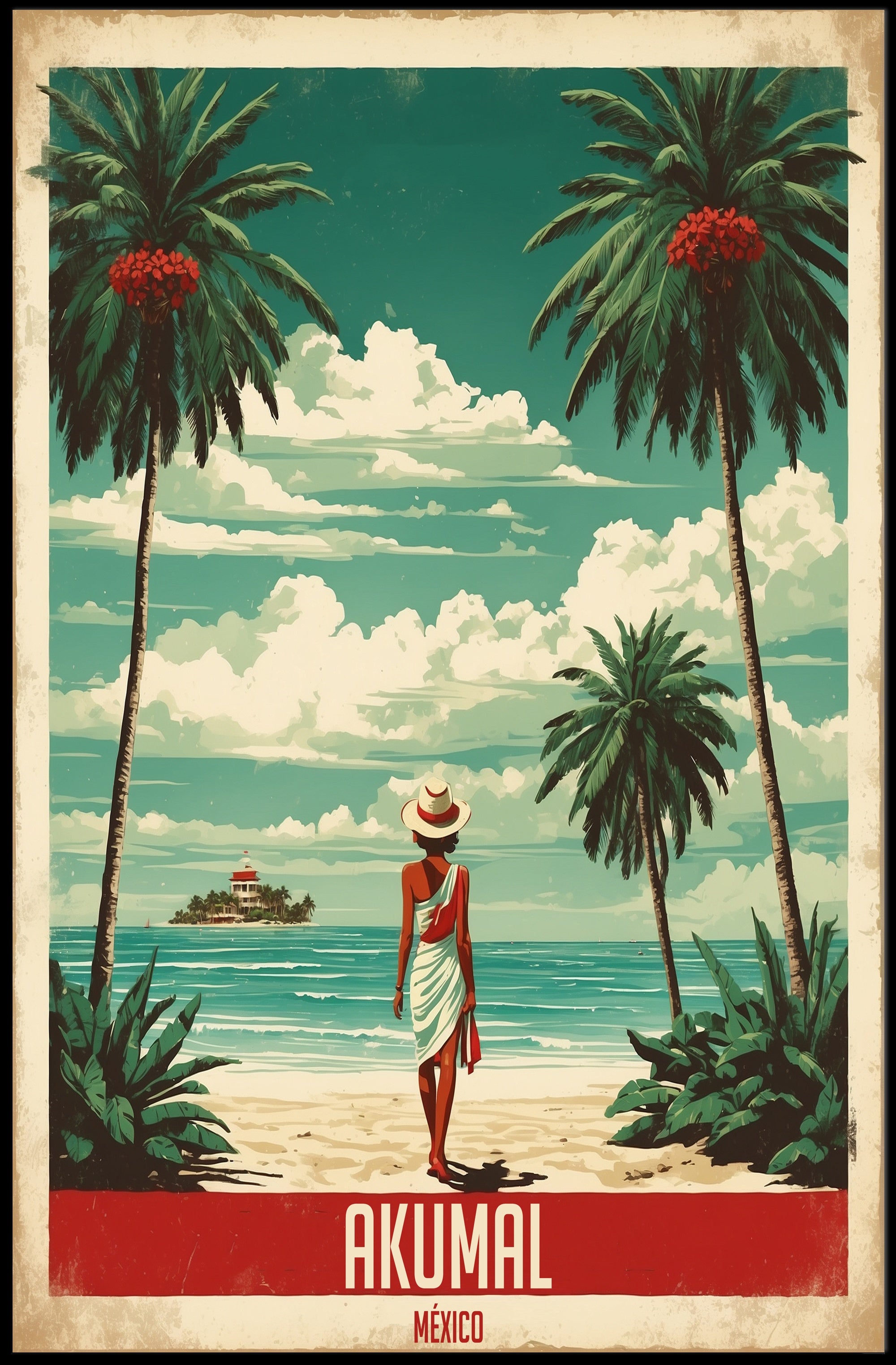 Tropical Beach Escape Vintage Travel Poster PosterGoat