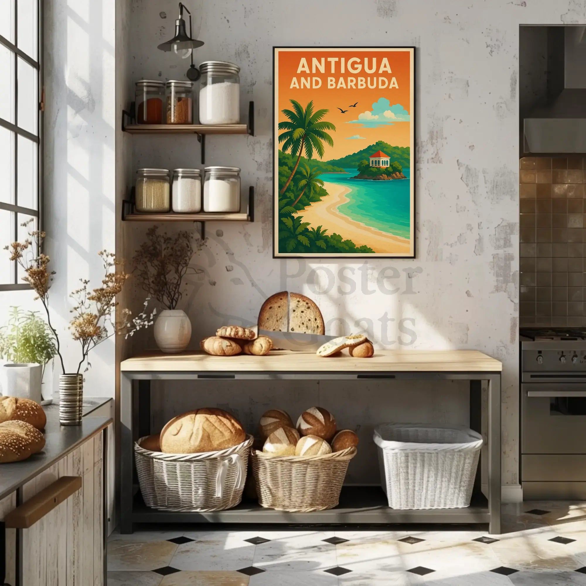 Tropical Escape Antigua Travel Vibes Poster Travel Poster PosterGoat