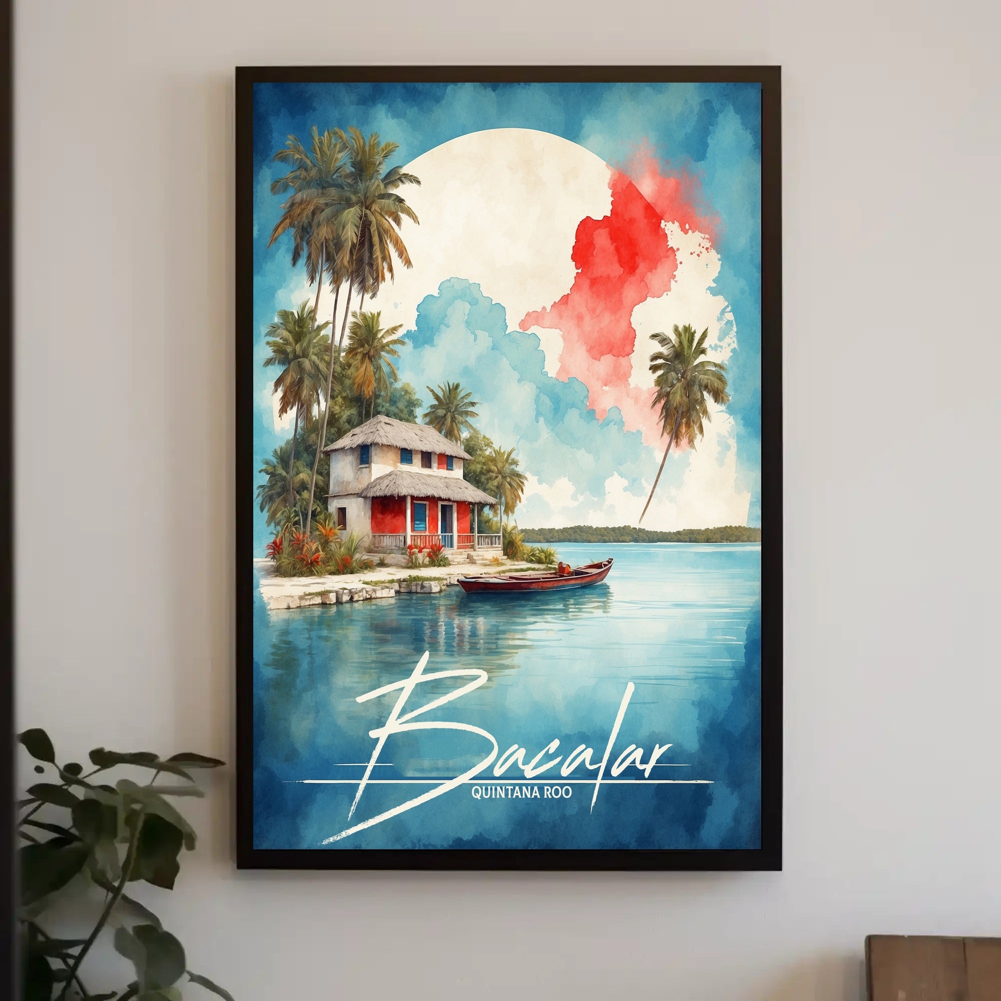 Tropical Getaway Watercolor: Bacalar Travel Poster PosterGoat