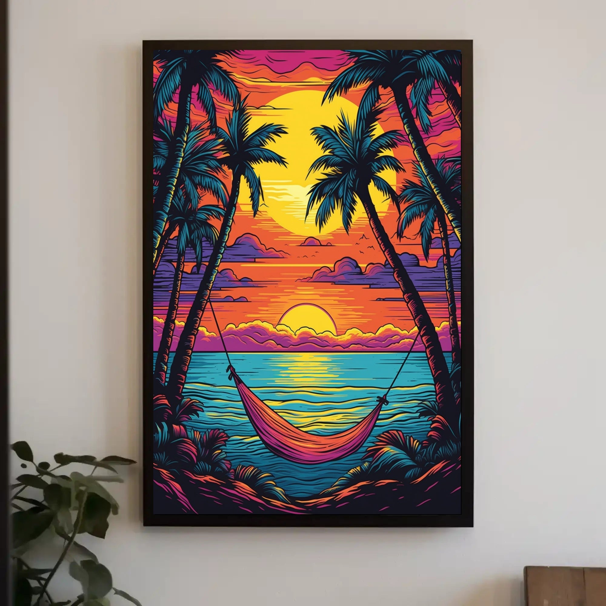 Tropical Hammock at Sunrise Travel Poster PosterGoat