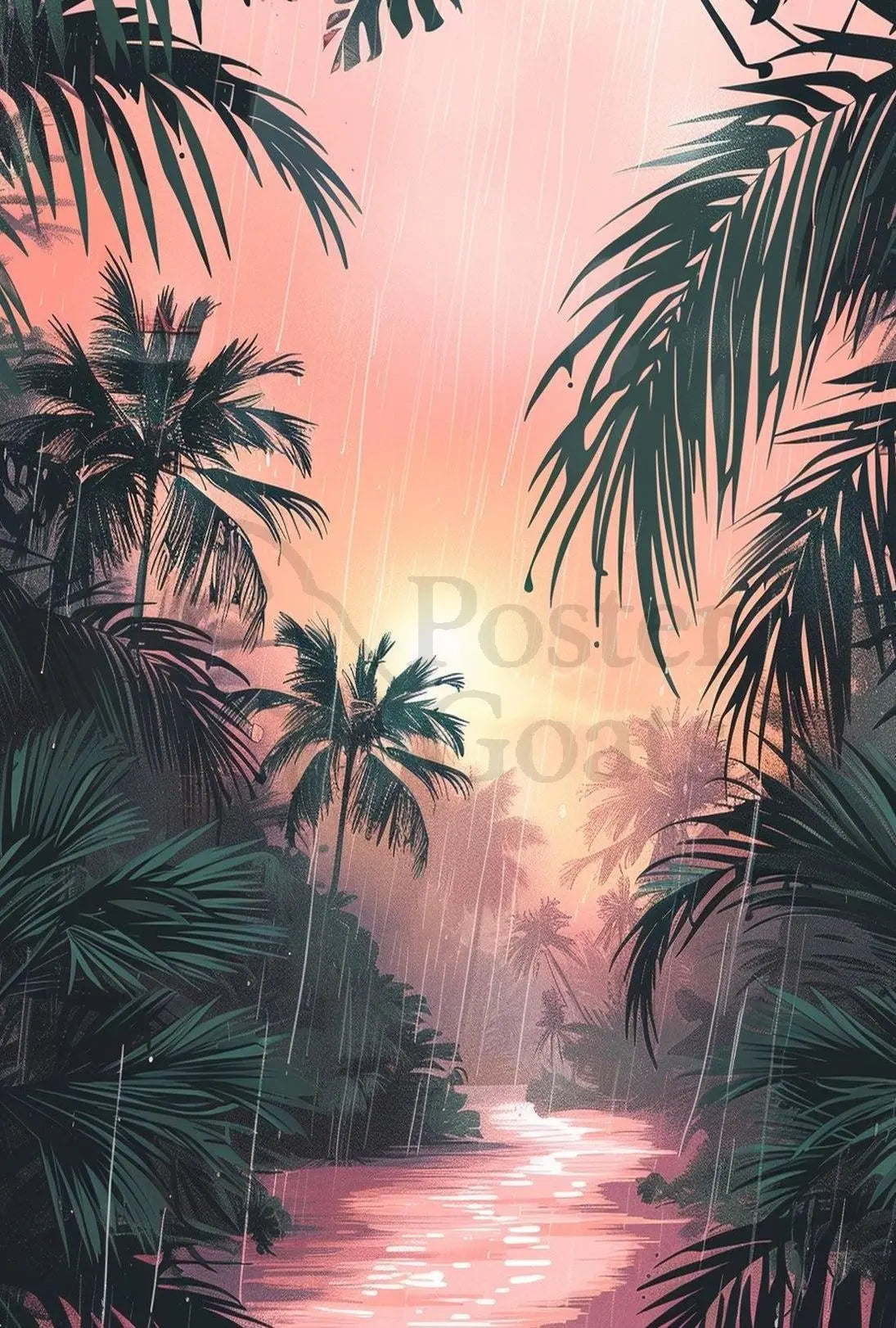 Tropical Sunrise Serenity in Nature Artistic Poster PosterGoat