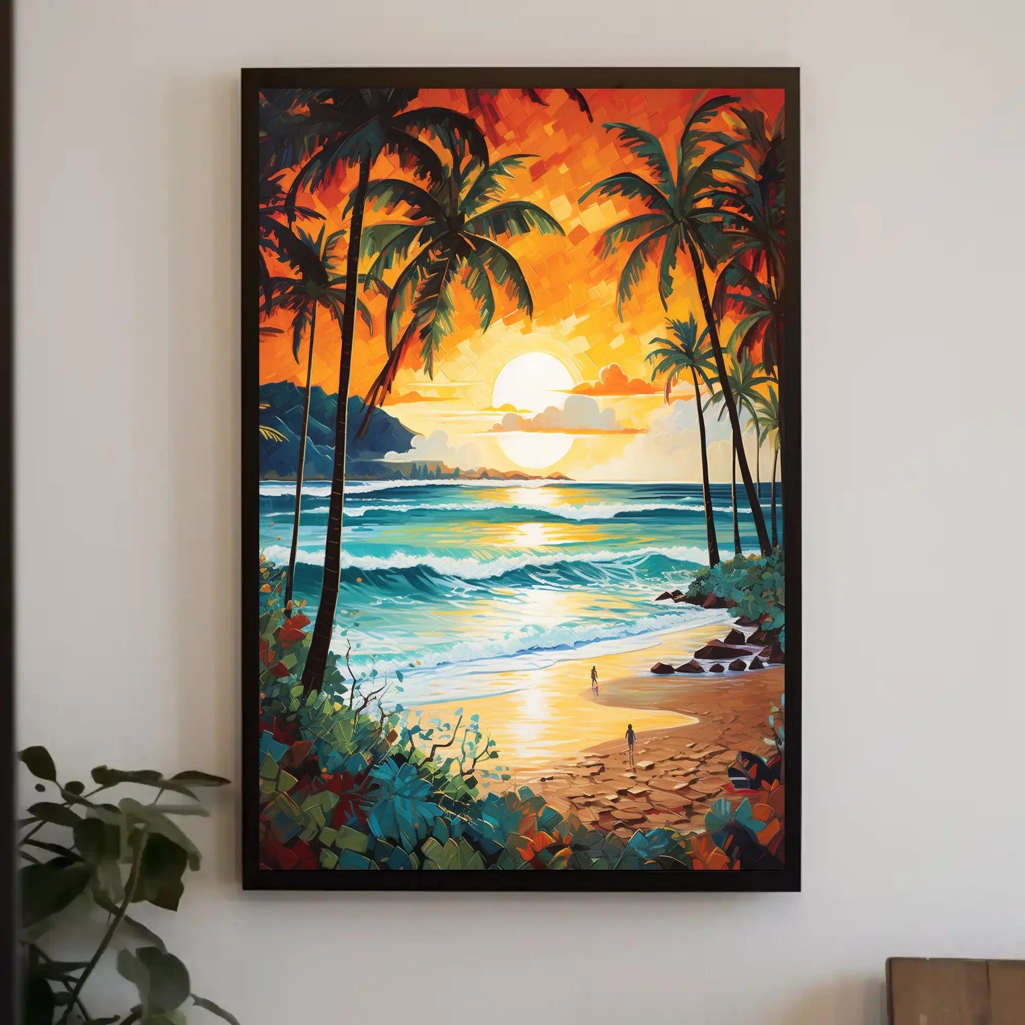 Tropical Sunset Beach Escape: Artistic Travel Poster PosterGoat