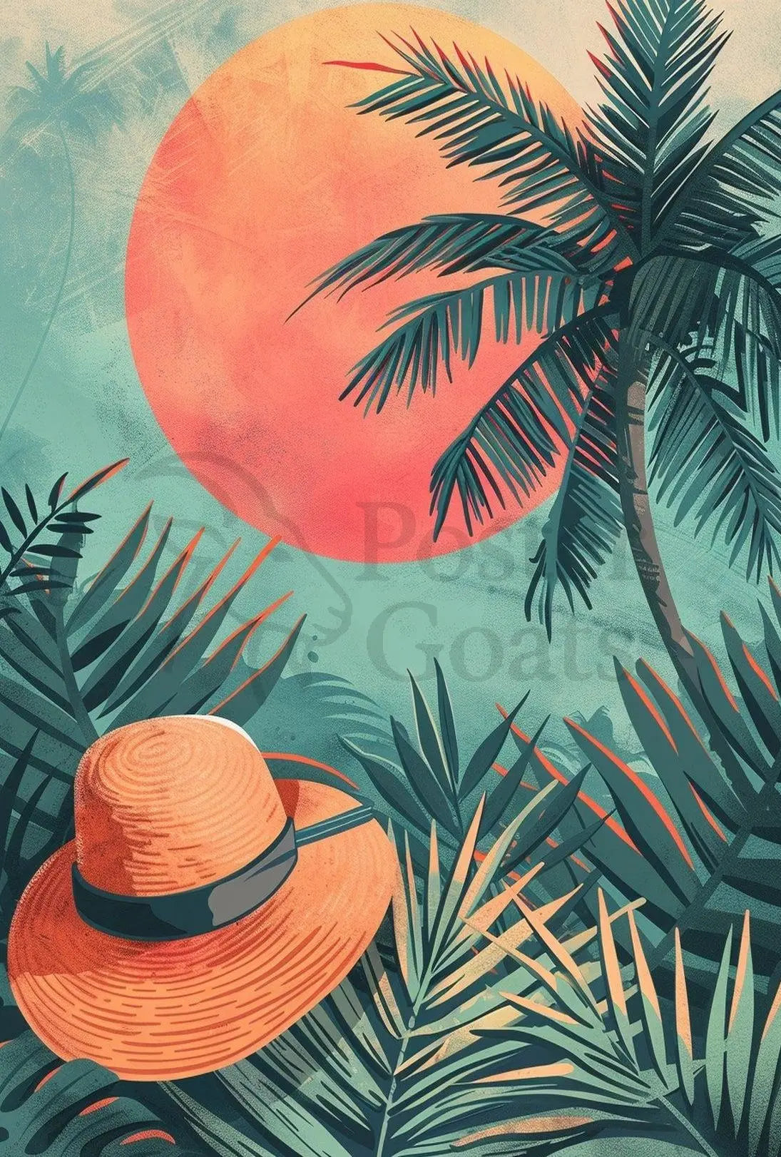 Tropical Sunset Escape Art Print Travel Poster PosterGoat