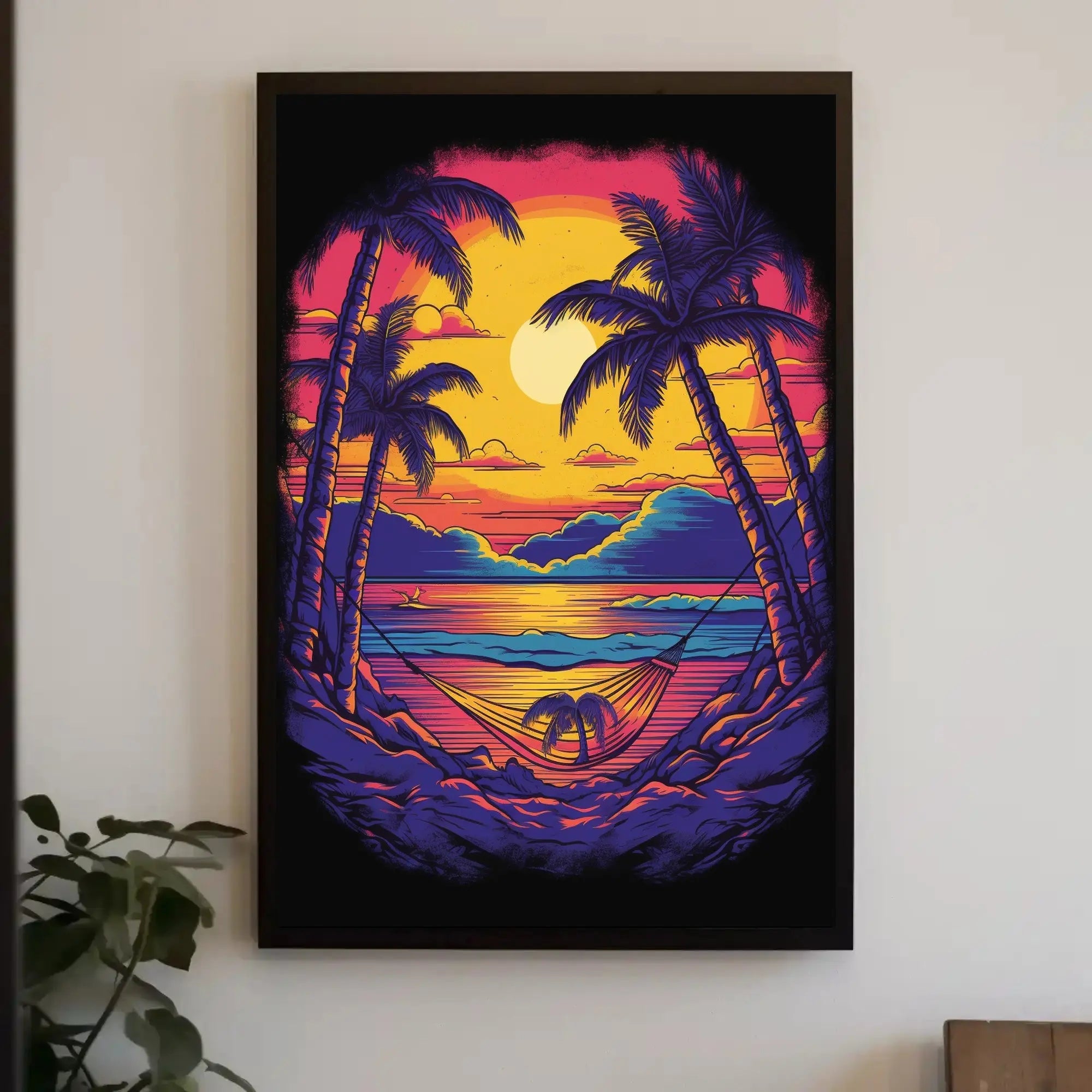Tropical Sunset Escape Retro Travel Poster PosterGoat