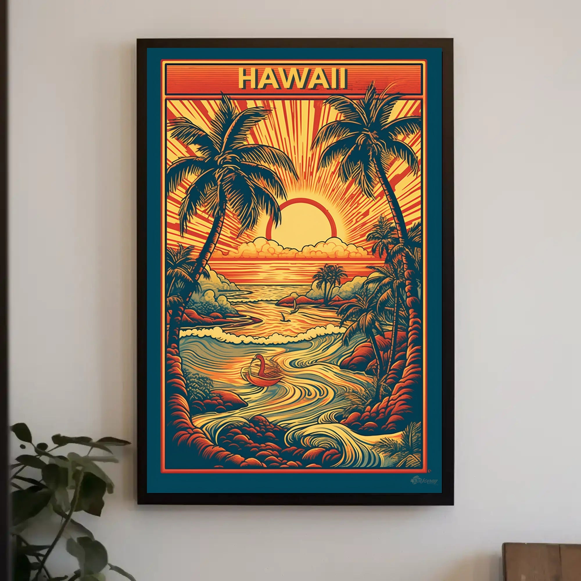 Tropical Sunset Over Ocean Travel Poster PosterGoat