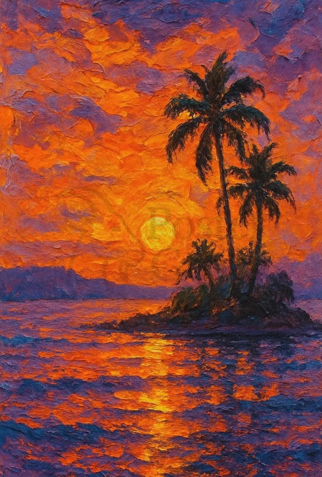 Tropical Sunset Serenity: Abstract, Artistic Poster PosterGoat