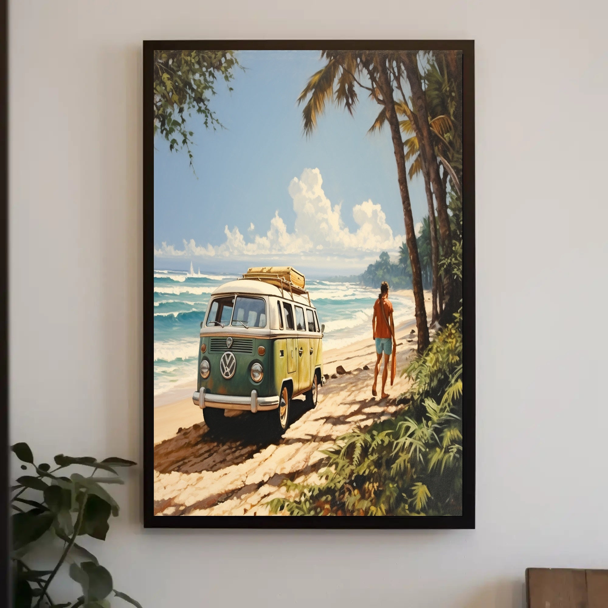 Tropical Surf Adventure on a Vibrant Travel Poster PosterGoat
