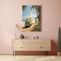 Tropical Surf Adventure on a Vibrant Travel Poster PosterGoat